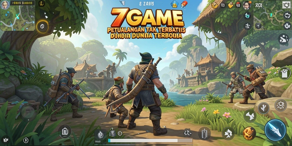 Screenshot 7GAME menampilkan petualangan seru di dunia terbuka.