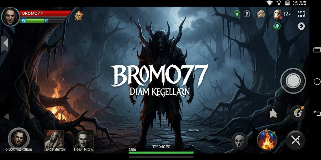 Tampilan gameplay BROMO77 yang mencekam dan misterius.