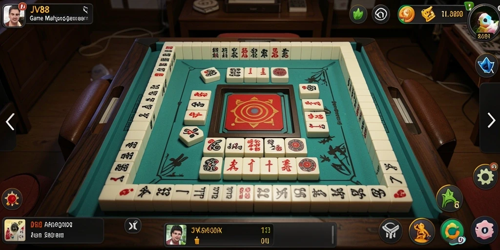 Tampilan gameplay JV88 yang menarik dengan ubin Mahjong beragam.