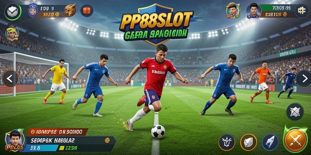 Screenshot gameplay PP88SLOT yang menunjukkan aksi sepak bola yang mendebarkan.