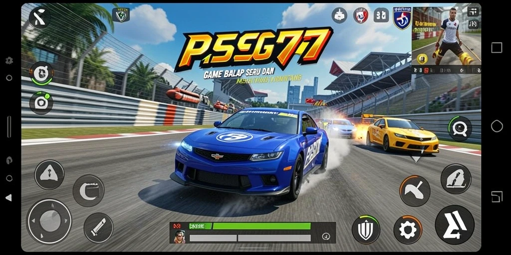 Tampilan gameplay balap yang intens dan mendebarkan di PSG77.