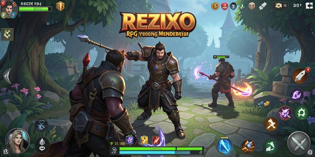 Tampilan gameplay seru dari REZIXO dalam dunia RPG.