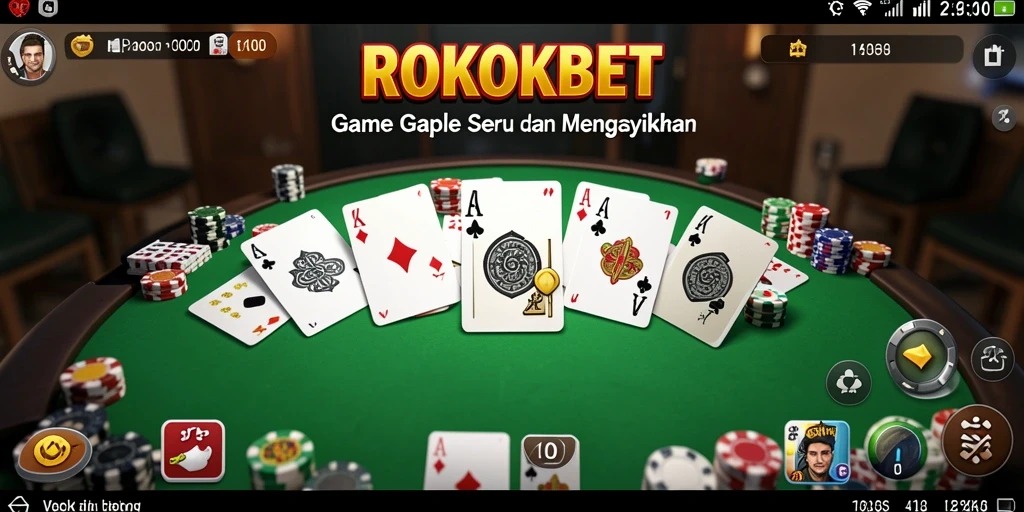 Tampilan gameplay ROKOKBET dengan grafis menarik saat bermain Gaple.
