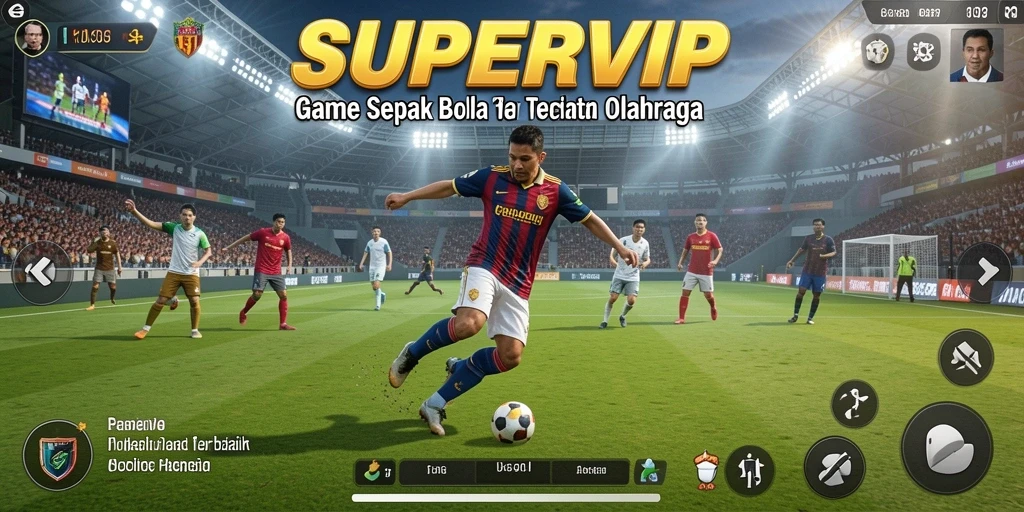 Tampilan seru gameplay sepak bola di SUPERVIP dengan grafik yang memukau.